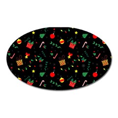 Christmas Paper Stars Pattern Texture Background Colorful Colors Seamless Copy Oval Magnet by Grandong