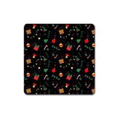 Christmas Paper Stars Pattern Texture Background Colorful Colors Seamless Copy Square Magnet by Grandong