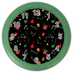 Christmas Paper Stars Pattern Texture Background Colorful Colors Seamless Copy Color Wall Clock by Grandong