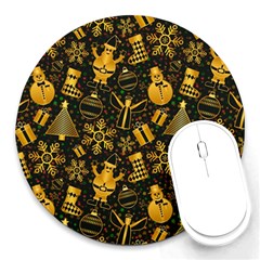 Christmas Background Seamless Pattern Pattern Round Mousepad by Grandong