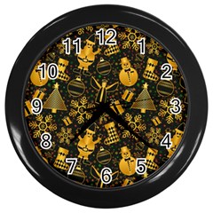 Christmas Background Seamless Pattern Pattern Wall Clock (black) by Grandong