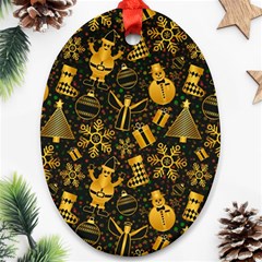 Christmas Background Seamless Pattern Pattern Oval Ornament (two Sides) by Grandong