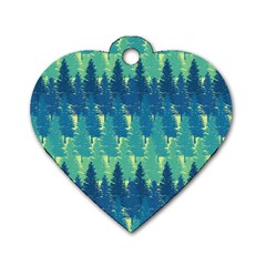 Christmas Trees Pattern Digital Paper Seamless Dog Tag Heart (One Side)