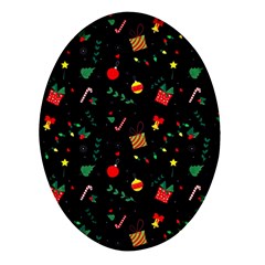 Christmas Pattern Texture Colorful Wallpaper Oval Glass Fridge Magnet (4 Pack) by Grandong