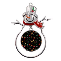 Christmas Pattern Texture Colorful Wallpaper Metal Snowman Ornament by Grandong