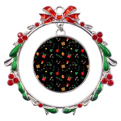 Christmas Pattern Texture Colorful Wallpaper Metal X mas Wreath Ribbon Ornament by Grandong