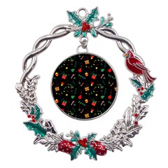 Christmas Pattern Texture Colorful Wallpaper Metal X mas Wreath Holly Leaf Ornament by Grandong