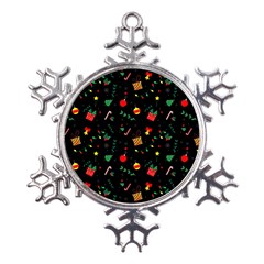 Christmas Pattern Texture Colorful Wallpaper Metal Large Snowflake Ornament by Grandong