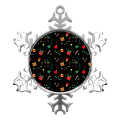 Christmas Pattern Texture Colorful Wallpaper Metal Small Snowflake Ornament by Grandong