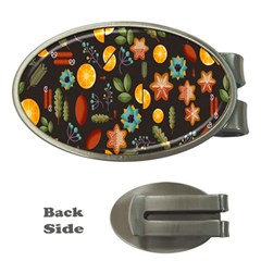 Christmas-seamless-pattern   - Money Clips (oval)  by Grandong