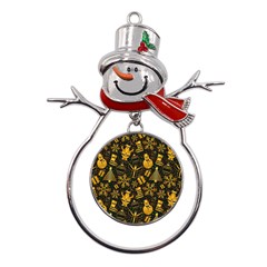 Christmas Background Seamless Pattern Pattern Metal Snowman Ornament by Grandong