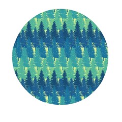 Christmas Trees Pattern Digital Paper Seamless Mini Round Pill Box