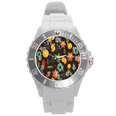 Christmas-seamless-pattern   - Round Plastic Sport Watch (l) by Grandong