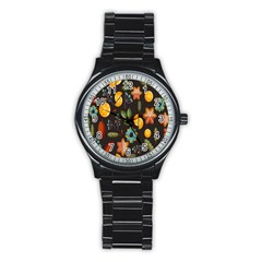 Christmas-seamless-pattern   - Stainless Steel Round Watch by Grandong