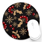 Christmas-pattern-with-snowflakes-berries Round Mousepad Front