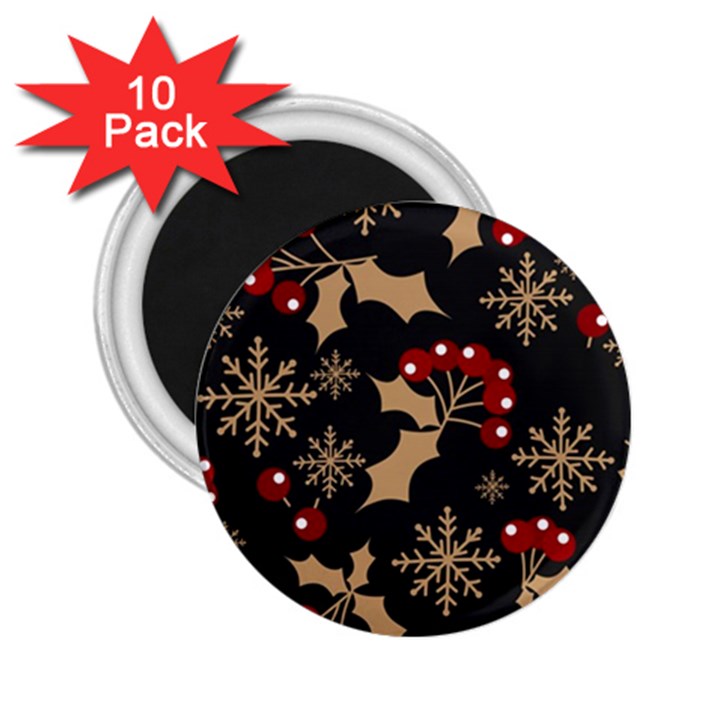 Christmas-pattern-with-snowflakes-berries 2.25  Magnets (10 pack) 