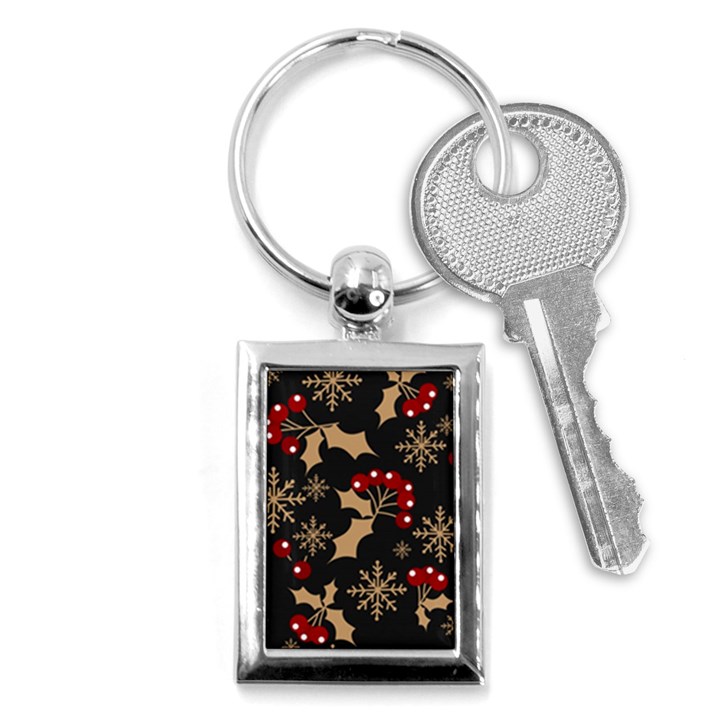 Christmas-pattern-with-snowflakes-berries Key Chain (Rectangle)