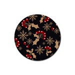 Christmas-pattern-with-snowflakes-berries Rubber Coaster (Round) Front