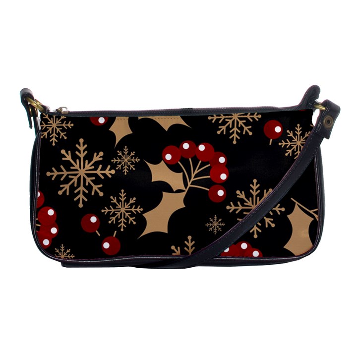 Christmas-pattern-with-snowflakes-berries Shoulder Clutch Bag