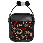 Christmas-pattern-with-snowflakes-berries Girls Sling Bag Front