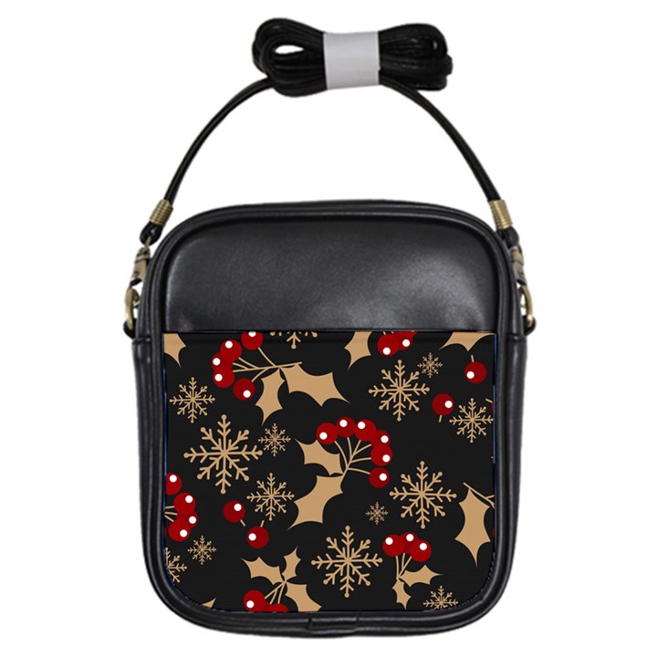 Christmas-pattern-with-snowflakes-berries Girls Sling Bag