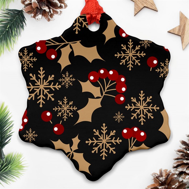 Christmas-pattern-with-snowflakes-berries Ornament (Snowflake)