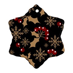 Christmas-pattern-with-snowflakes-berries Snowflake Ornament (two Sides) by Grandong