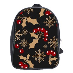 Christmas-pattern-with-snowflakes-berries School Bag (xl) by Grandong