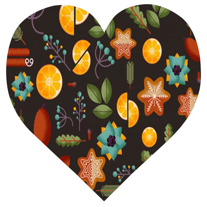 Christmas-seamless-pattern   - Wooden Puzzle Heart