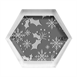 Christmas-pattern-with-snowflakes-berries Hexagon Wood Jewelry Box Front