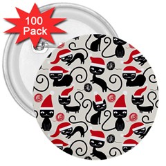 Cute Christmas Seamless Pattern Vector 3  Buttons (100 Pack)  by Grandong