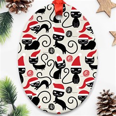 Cute Christmas Seamless Pattern Vector Oval Ornament (two Sides) by Grandong