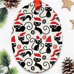 Cute Christmas Seamless Pattern Vector Oval Ornament (Two Sides) Front