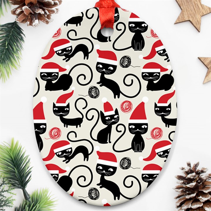 Cute Christmas Seamless Pattern Vector Oval Ornament (Two Sides)