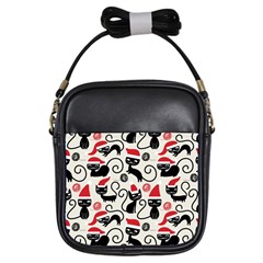 Cute Christmas Seamless Pattern Vector Girls Sling Bag by Grandong