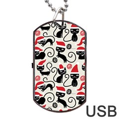 Cute Christmas Seamless Pattern Vector Dog Tag Usb Flash (two Sides) by Grandong