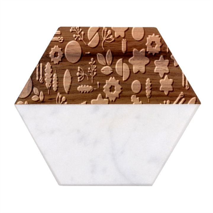 Christmas-seamless-pattern   - Marble Wood Coaster (Hexagon) 