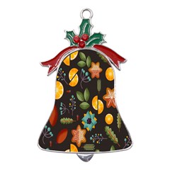 Christmas-seamless-pattern   - Metal Holly Leaf Bell Ornament by Grandong