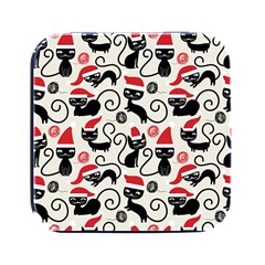 Cute Christmas Seamless Pattern Vector Square Metal Box (black) by Grandong