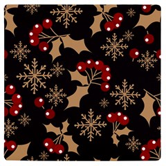 Christmas-pattern-with-snowflakes-berries Uv Print Square Tile Coaster  by Grandong