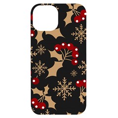 Christmas-pattern-with-snowflakes-berries Iphone 14 Black Uv Print Case by Grandong