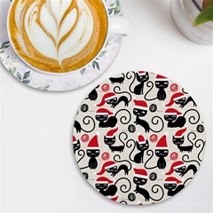 Cute Christmas Seamless Pattern Vector Uv Print Round Tile Coaster by Grandong