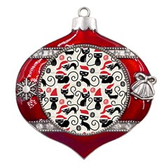 Cute Christmas Seamless Pattern Vector Metal Snowflake And Bell Red Ornament by Grandong