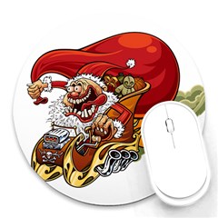 Funny Santa Claus Christmas Round Mousepad by Grandong