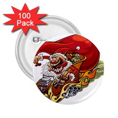 Funny Santa Claus Christmas 2 25  Buttons (100 Pack)  by Grandong