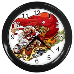 Funny Santa Claus Christmas Wall Clock (black) by Grandong