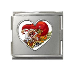 Funny Santa Claus Christmas Mega Link Heart Italian Charm (18mm) by Grandong