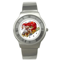 Funny Santa Claus Christmas Stainless Steel Watch by Grandong