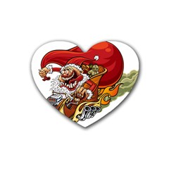 Funny Santa Claus Christmas Rubber Heart Coaster (4 Pack) by Grandong