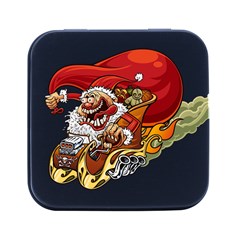 Funny Santa Claus Christmas Square Metal Box (black) by Grandong